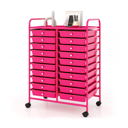20 Drawer Rolling Storage Cart, Pink File Cabinets at Gallery Canada