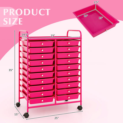 20 Drawer Rolling Storage Cart, Pink File Cabinets at Gallery Canada