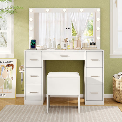 43.5-Inch Vanity Desk With Mirror, Lights, White Makeup Vanities at Gallery Canada