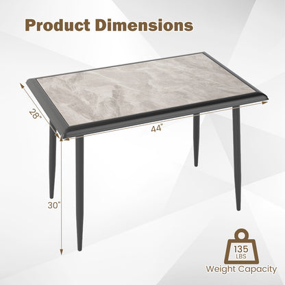 Sintered Stone Dining Table, 44" Rectangular, Metal Frame, Gray Dining Tables at Gallery Canada