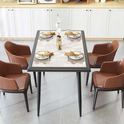 Sintered Stone Dining Table, 44" Rectangular, Metal Frame, Gray Dining Tables at Gallery Canada