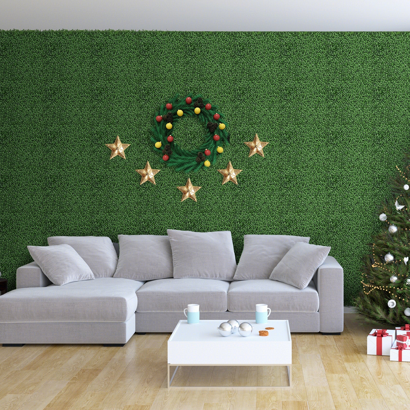 12 Artificial Boxwood Wall Panels, 20 x 20 Inch, Green Decorative Fencing & Flooring at Gallery Canada