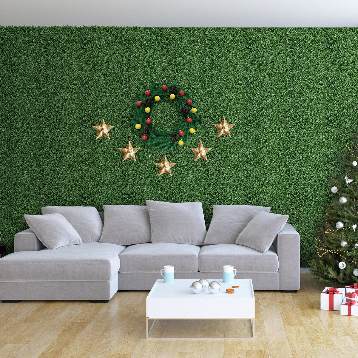 12 Artificial Boxwood Wall Panels, 20 x 20 Inch, Green Decorative Fencing & Flooring at Gallery Canada