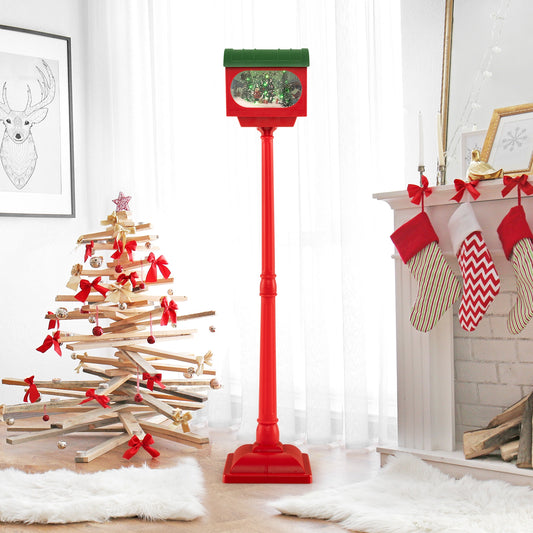 59 Inch Christmas Street Lamp With Sound-Activated Snow Globe Lantern, Red Christmas Decor & Accessories Red at Gallery Canada