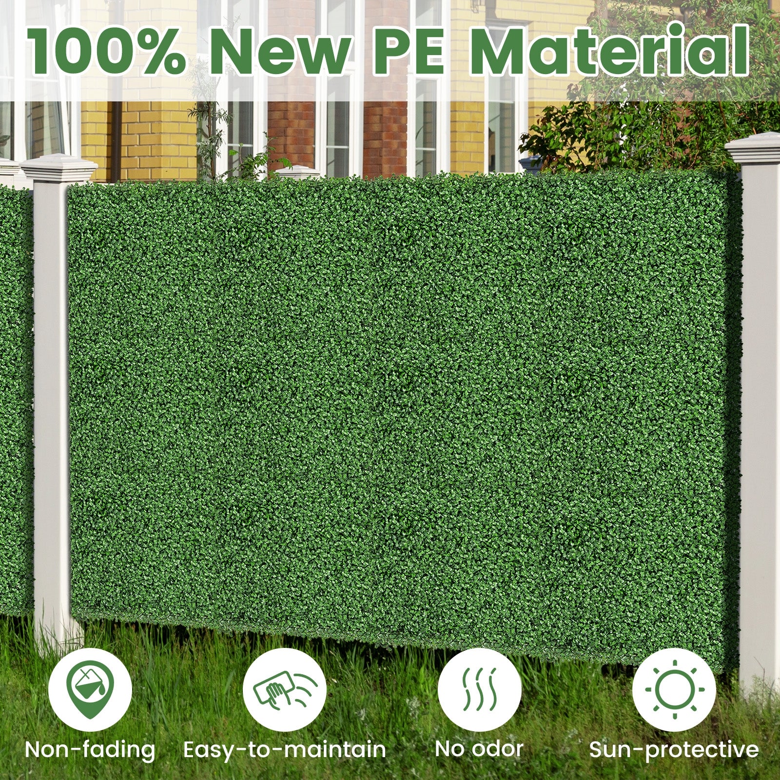 12 Artificial Boxwood Wall Panels, 20 x 20 Inch, Green Decorative Fencing & Flooring at Gallery Canada