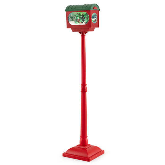 59 Inch Christmas Street Lamp With Sound-Activated Snow Globe Lantern, Red Christmas Decor & Accessories Red at Gallery Canada