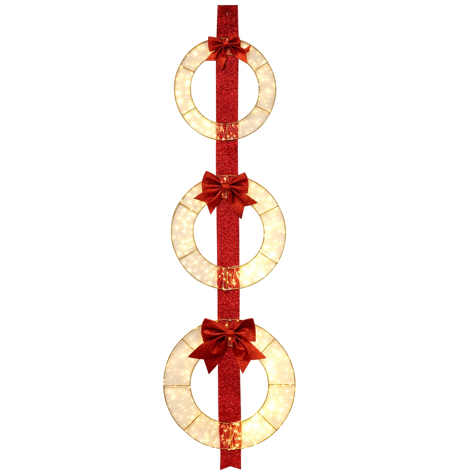 Christmas Lighted Wreaths, Set of 3, Warm White LED, Red Christmas Decor & Accessories Red at Gallery Canada