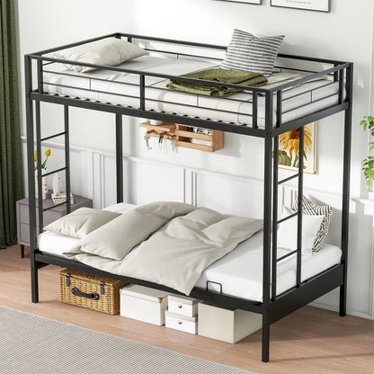 Twin Over Futon Bunk Bed, 2 Ladders, Safety Guardrails, Black Trundle Bed Frame at Gallery Canada