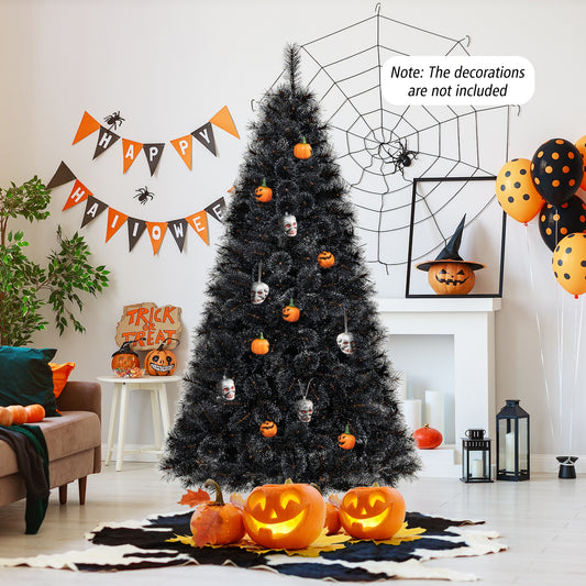 6/7/8 Feet Artificial Halloween Christmas Tree, PVC Branch Tips, 210/320/450 Cool White LED Lights, Black Christmas Tree Black at Gallery Canada