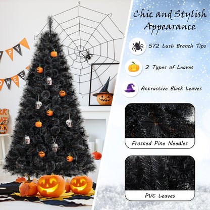 6/7/8 Feet Artificial Halloween Christmas Tree, PVC Branch Tips, 210/320/450 Cool White LED Lights, Black Christmas Tree at Gallery Canada
