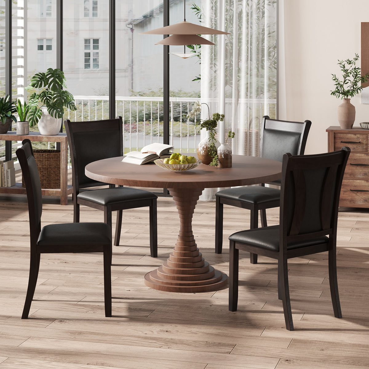Faux Leather Dining Chairs, Set of 2, Padded Seat, Gray Dining Chairs at Gallery Canada