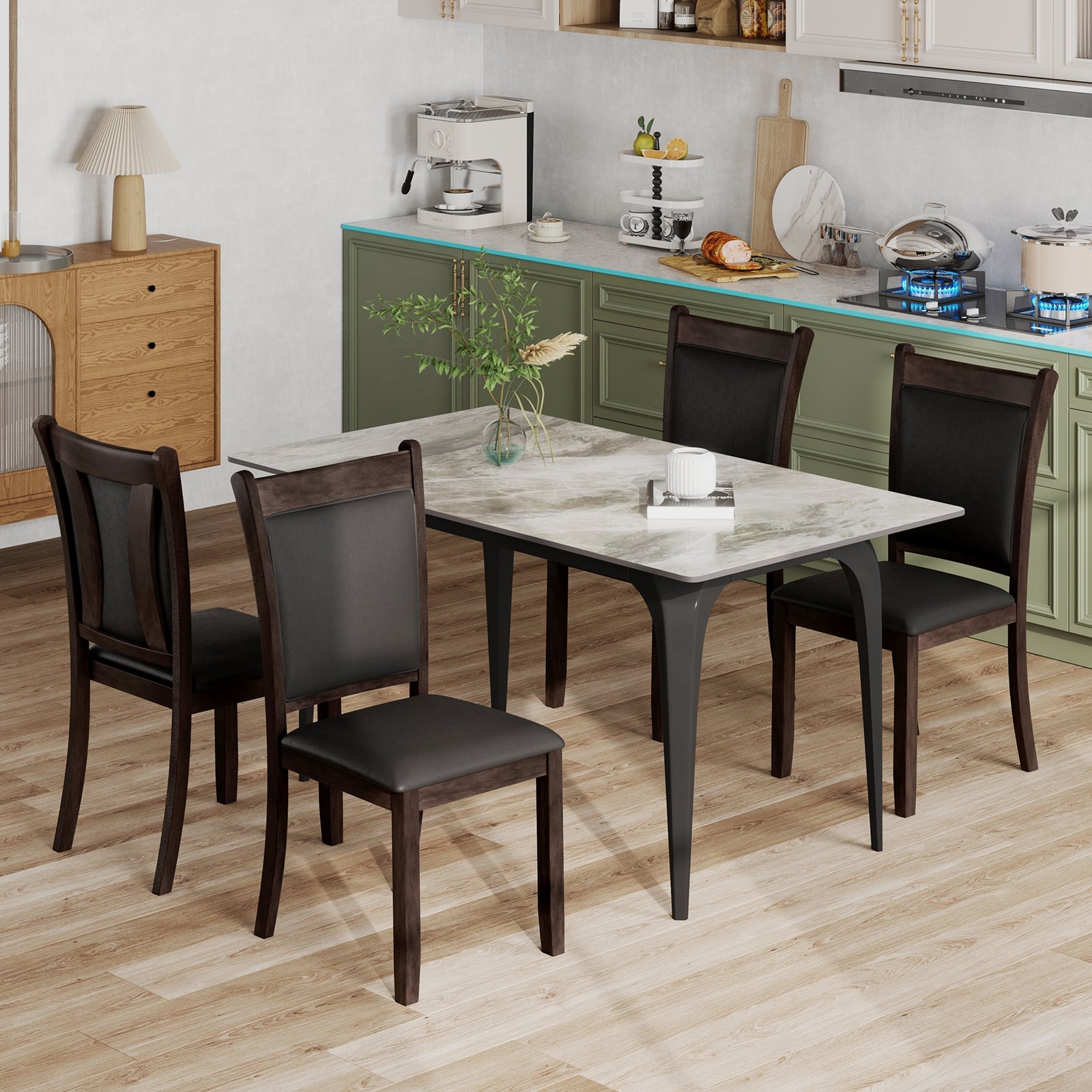 Faux Leather Dining Chairs, Set of 2, Padded Seat, Gray Dining Chairs at Gallery Canada