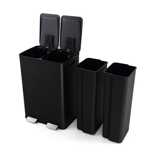 8 Gal Dual Compartment Trash Can, Black
