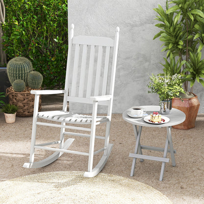 Acacia Wood High-Back Outdoor Rocking Chair, White Patio Rocking Chairs & Gliders at Gallery Canada