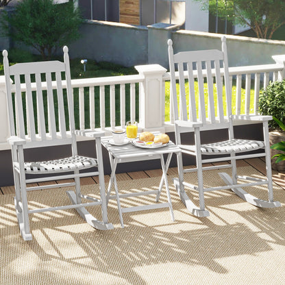 Acacia Wood High-Back Outdoor Rocking Chair, White Patio Rocking Chairs & Gliders at Gallery Canada