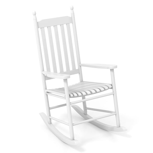 Acacia Wood High-Back Outdoor Rocking Chair, White Patio Rocking Chairs & Gliders White at Gallery Canada