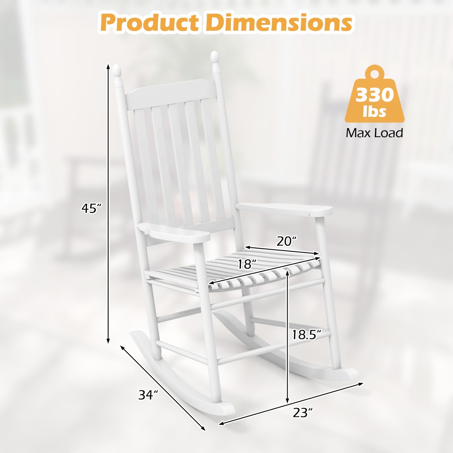 Acacia Wood High-Back Outdoor Rocking Chair, White Patio Rocking Chairs & Gliders at Gallery Canada