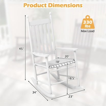 Acacia Wood High-Back Outdoor Rocking Chair, White Patio Rocking Chairs & Gliders at Gallery Canada