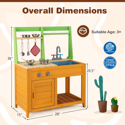 Outdoor Mud Kitchen Playset, For Kids 3+ Years, Orange Play Kitchen Sets at Gallery Canada