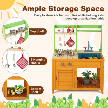 Outdoor Mud Kitchen Playset, For Kids 3+ Years, Orange Play Kitchen Sets at Gallery Canada