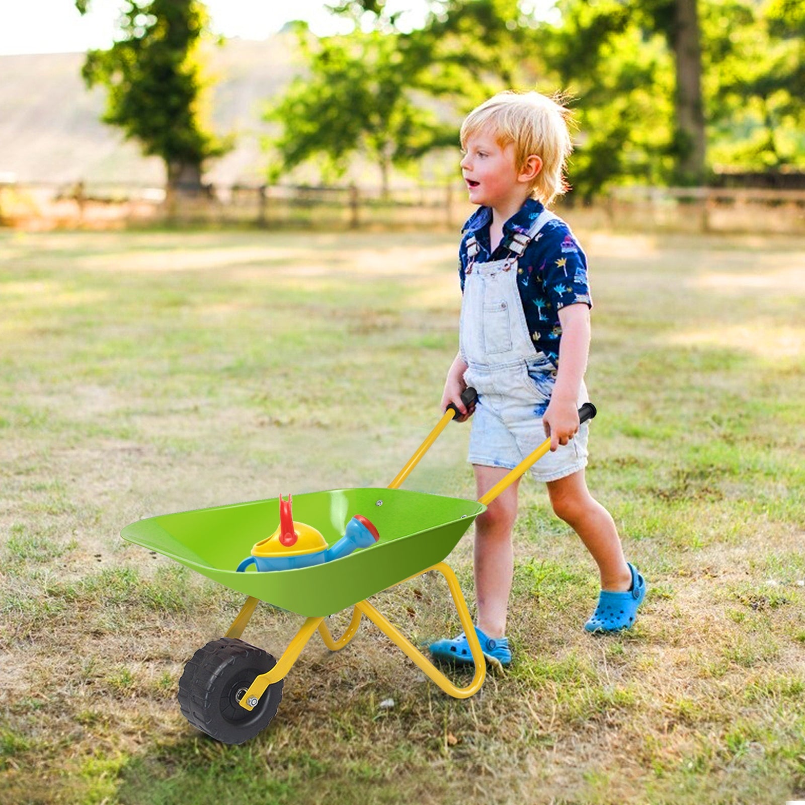Kids Metal Wheelbarrow, Outdoor Garden Backyard Play Toy, Light Green Sandboxes at Gallery Canada