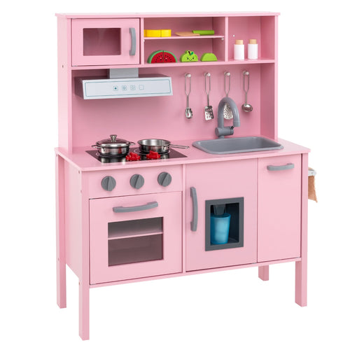 Wooden Pretend Play Kitchen Set, Pink