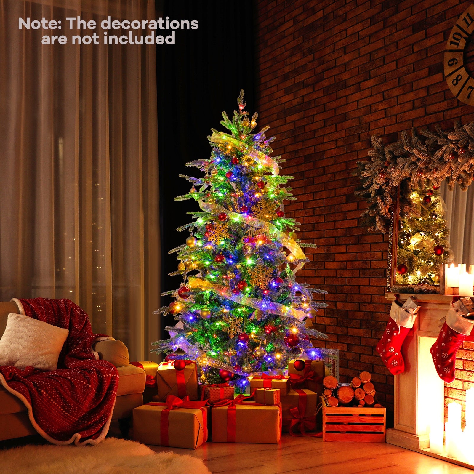 6 Feet Pre-Lit Artificial Christmas Tree, Warm White LED Lights, Green Christmas Tree at Gallery Canada