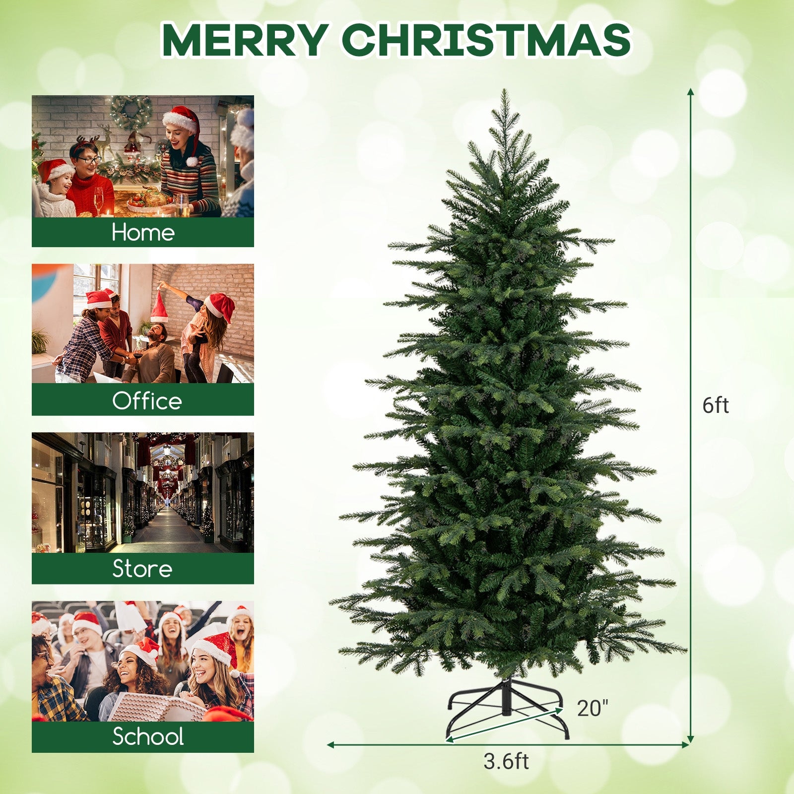 6 Feet Pre-Lit Artificial Christmas Tree, Warm White LED Lights, Green Christmas Tree at Gallery Canada