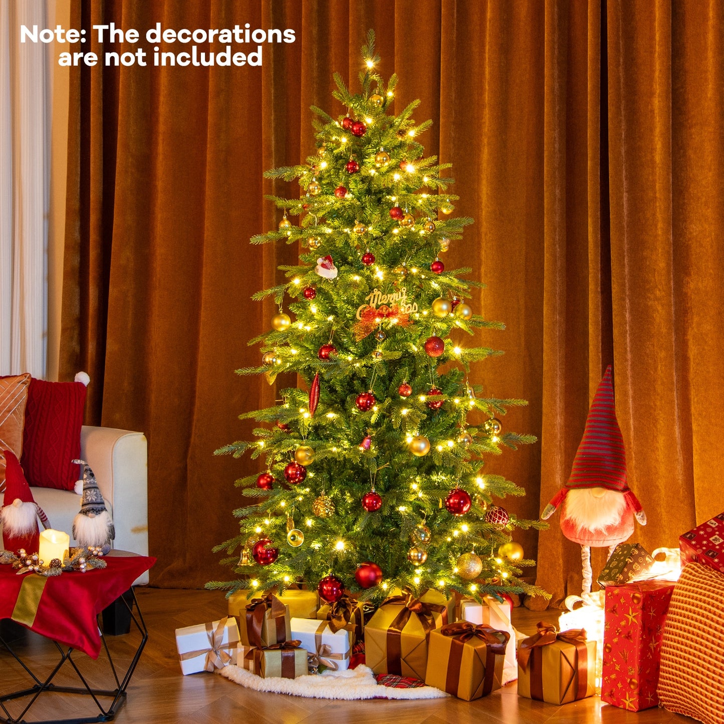 6 Feet Pre-Lit Artificial Christmas Tree, Warm White LED Lights, Green Christmas Tree at Gallery Canada
