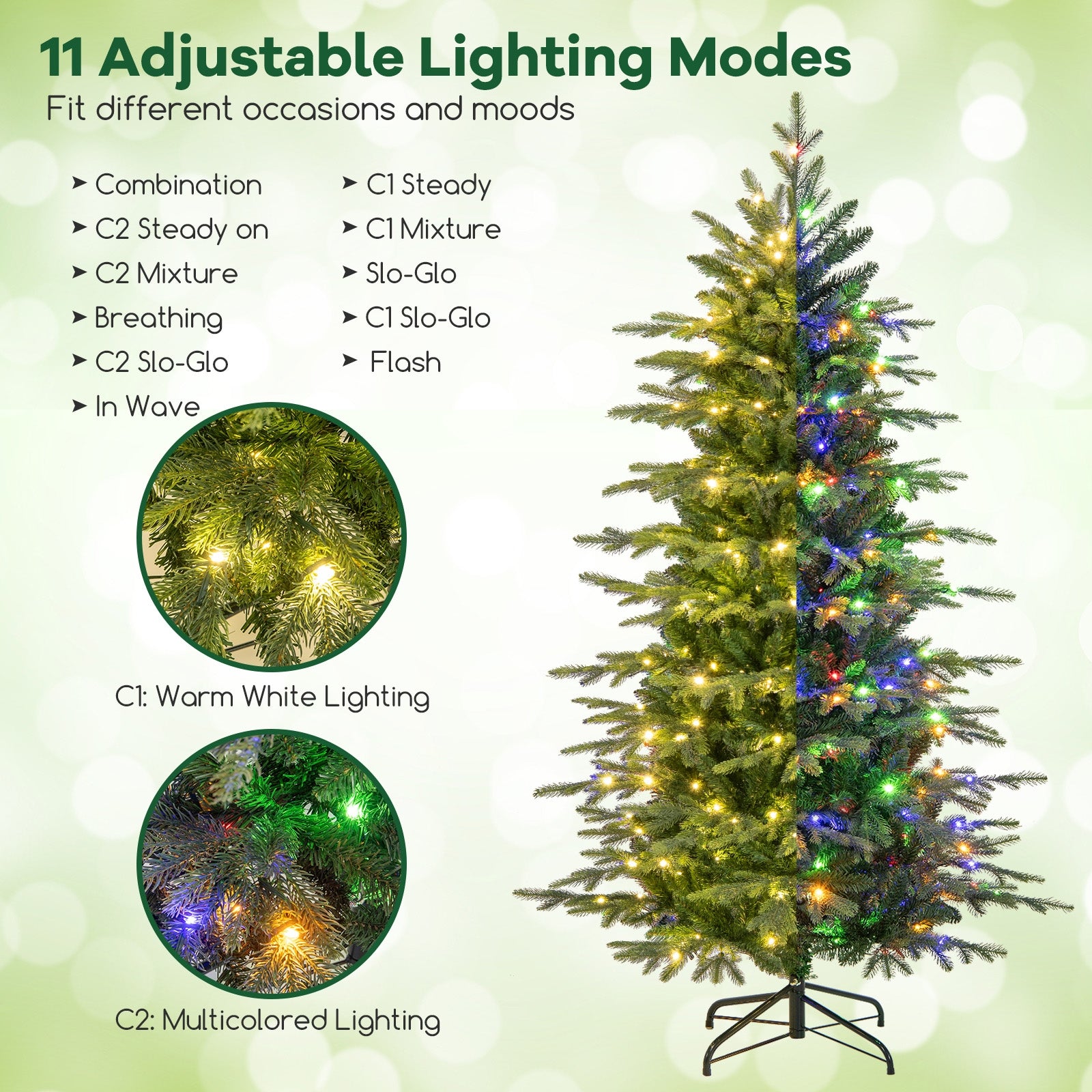 6 Feet Pre-Lit Artificial Christmas Tree, Warm White LED Lights, Green Christmas Tree at Gallery Canada