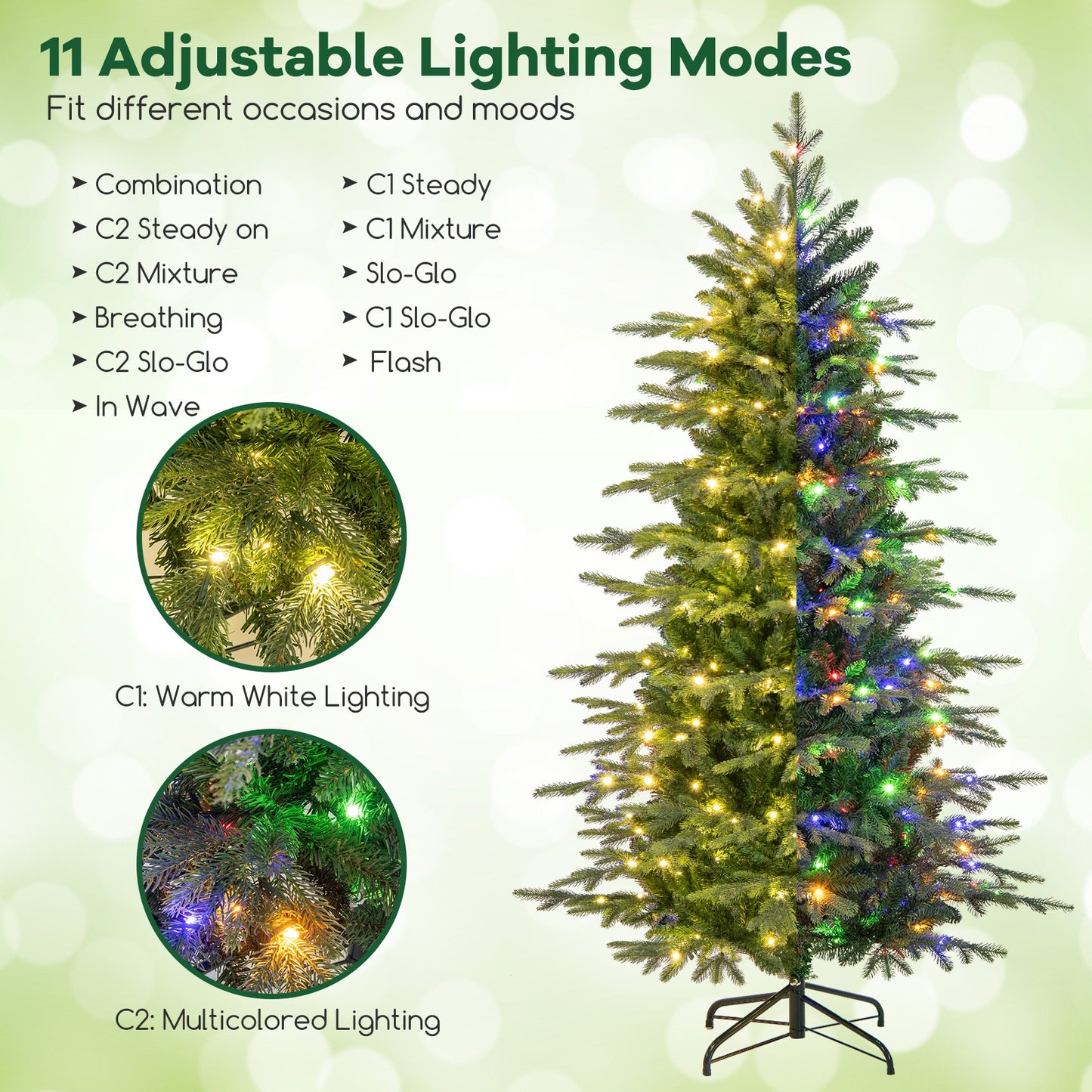 6 Feet Pre-Lit Artificial Christmas Tree, Warm White LED Lights, Green Christmas Tree at Gallery Canada