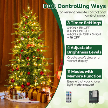 6 Feet Pre-Lit Artificial Christmas Tree, Warm White LED Lights, Green Christmas Tree at Gallery Canada