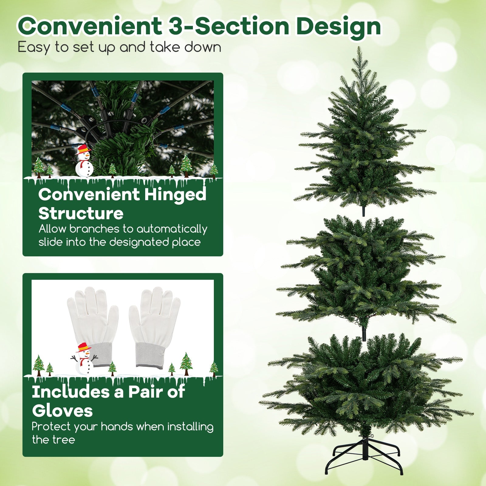 6 Feet Pre-Lit Artificial Christmas Tree, Warm White LED Lights, Green Christmas Tree at Gallery Canada