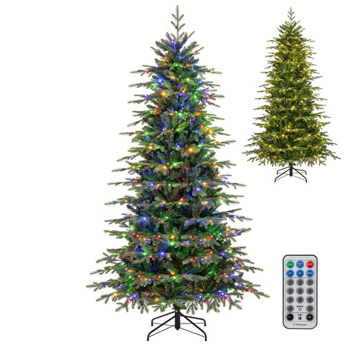 7.5 Feet Pre-Lit Artificial Christmas Tree, Warm White LED Lights, Green