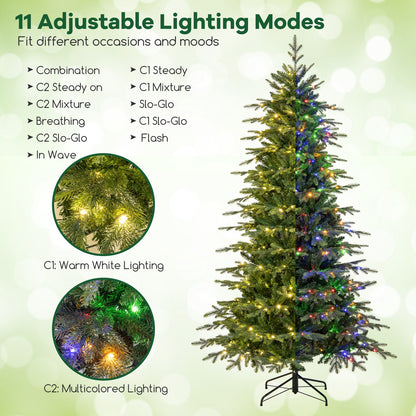 7.5 Feet Pre-Lit Artificial Christmas Tree, Warm White LED Lights, Green Christmas Tree at Gallery Canada