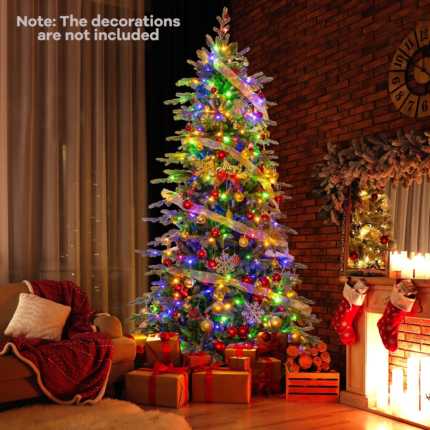 9 Feet Pre-Lit Artificial Christmas Tree, Warm White LED Lights, Green Christmas Tree at Gallery Canada