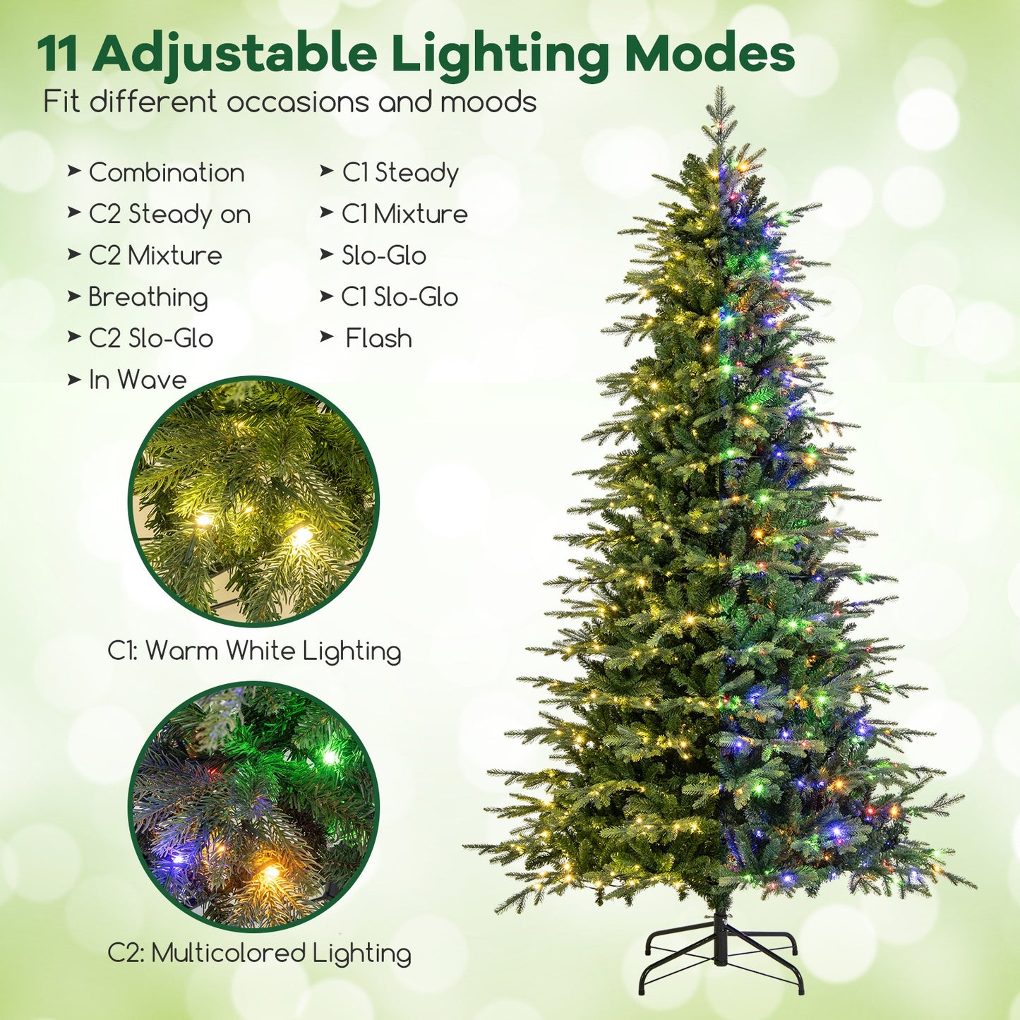 9 Feet Pre-Lit Artificial Christmas Tree, Warm White LED Lights, Green Christmas Tree at Gallery Canada
