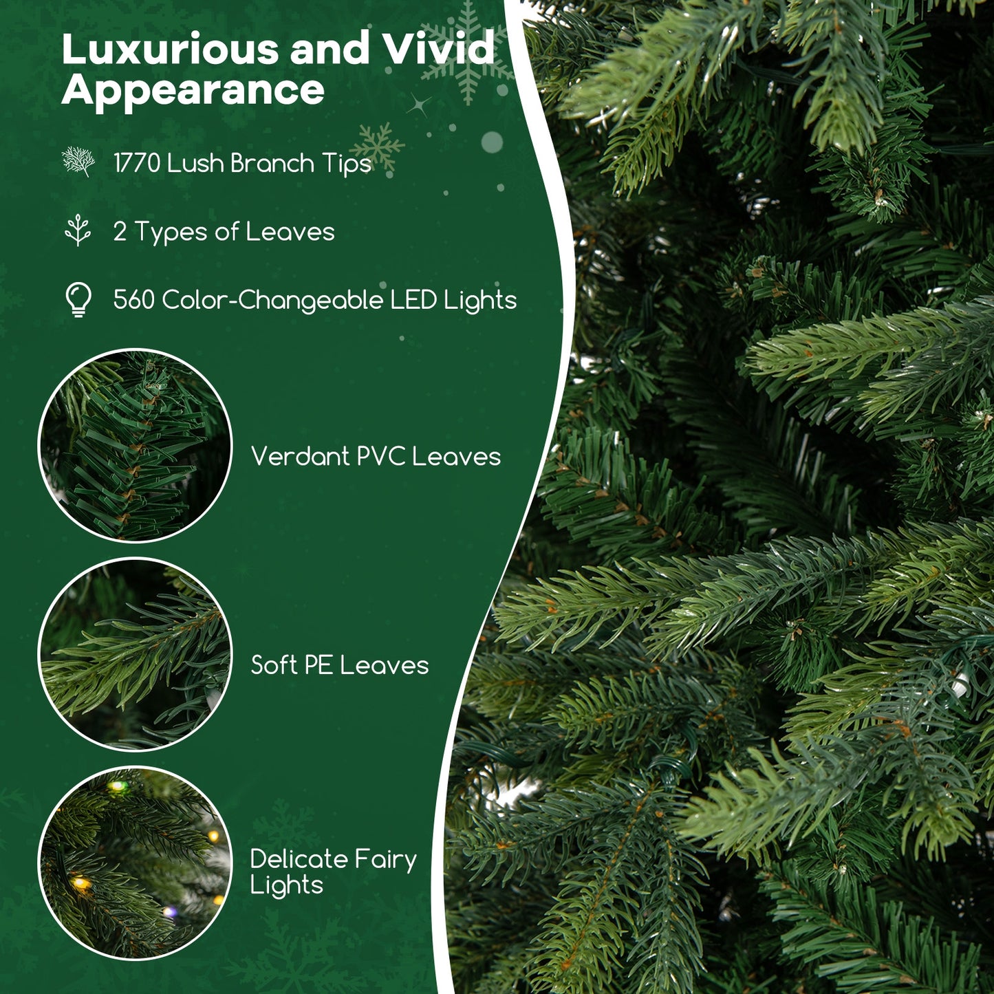 9 Feet Pre-Lit Artificial Christmas Tree, Warm White LED Lights, Green Christmas Tree at Gallery Canada
