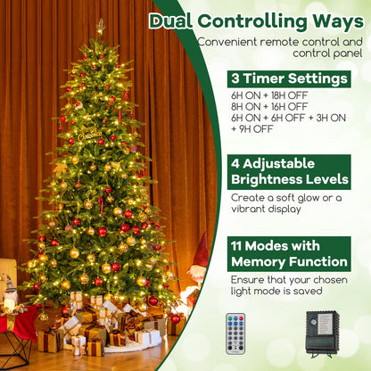 9 Feet Pre-Lit Artificial Christmas Tree, Warm White LED Lights, Green Christmas Tree at Gallery Canada