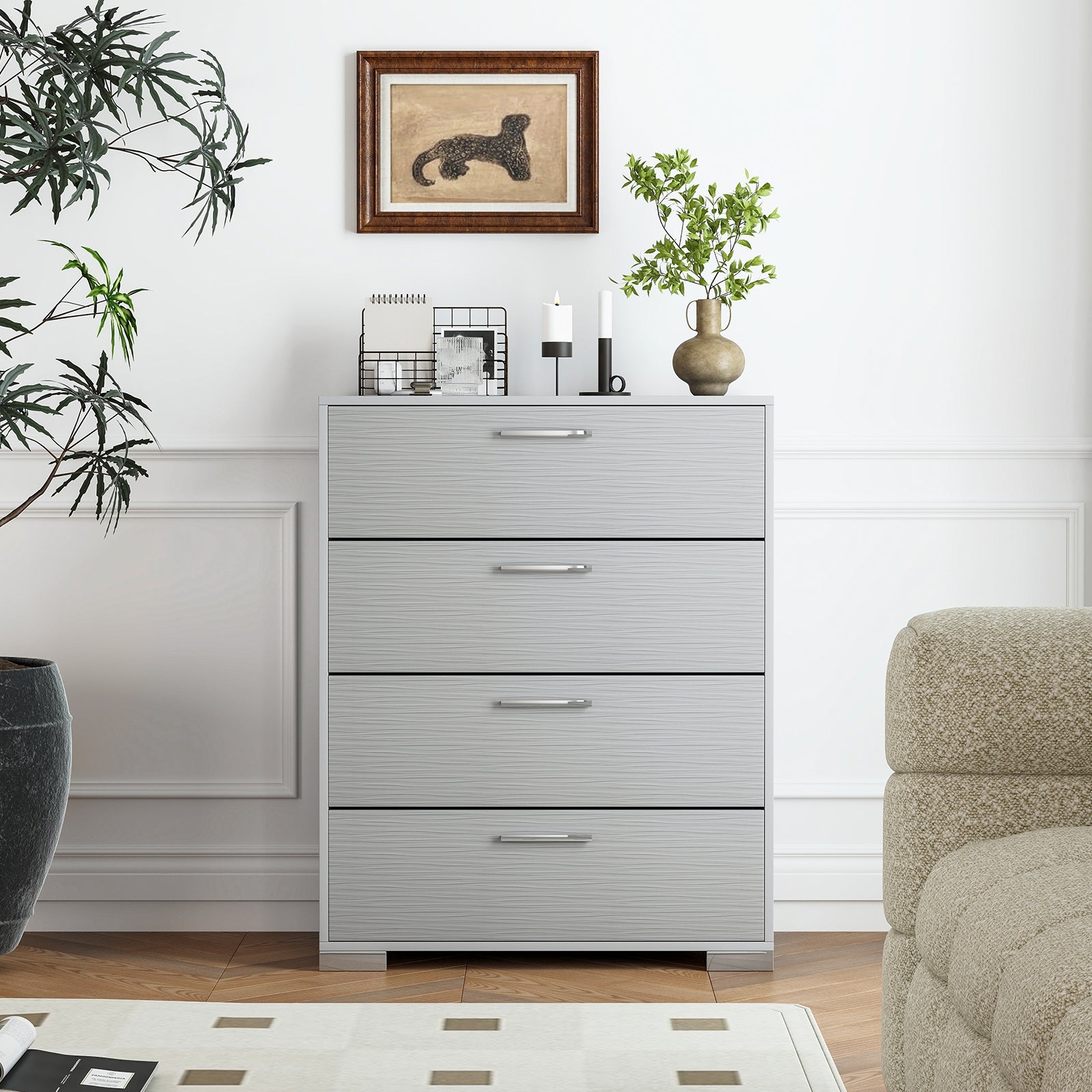 4 Drawer Storage Cabinet, Metal Legs, Anti-Toppling, Gray Cabinets & Chests at Gallery Canada
