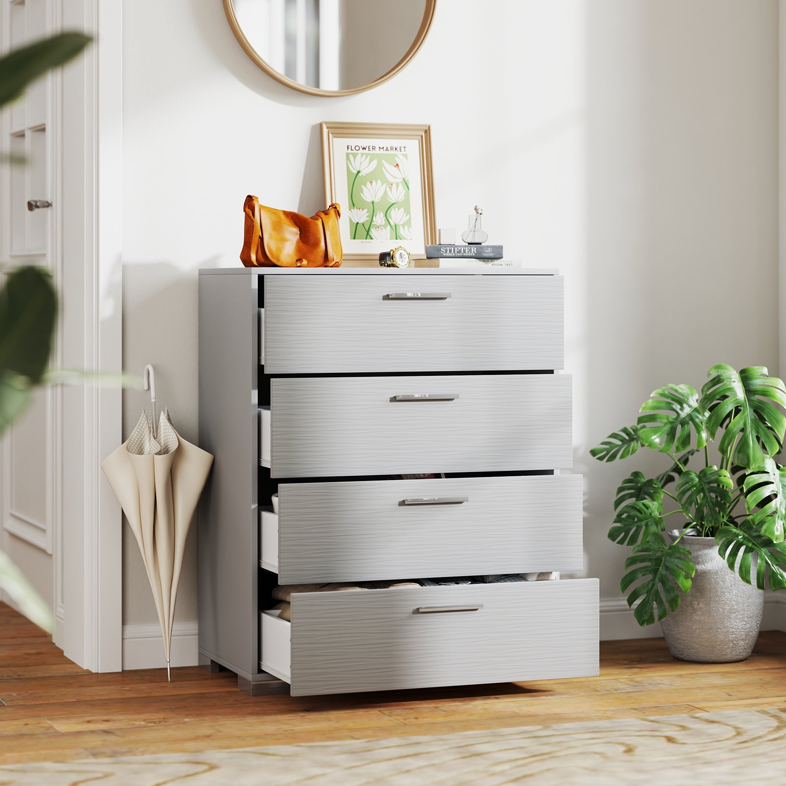 4 Drawer Storage Cabinet, Metal Legs, Anti-Toppling, Gray Cabinets & Chests at Gallery Canada