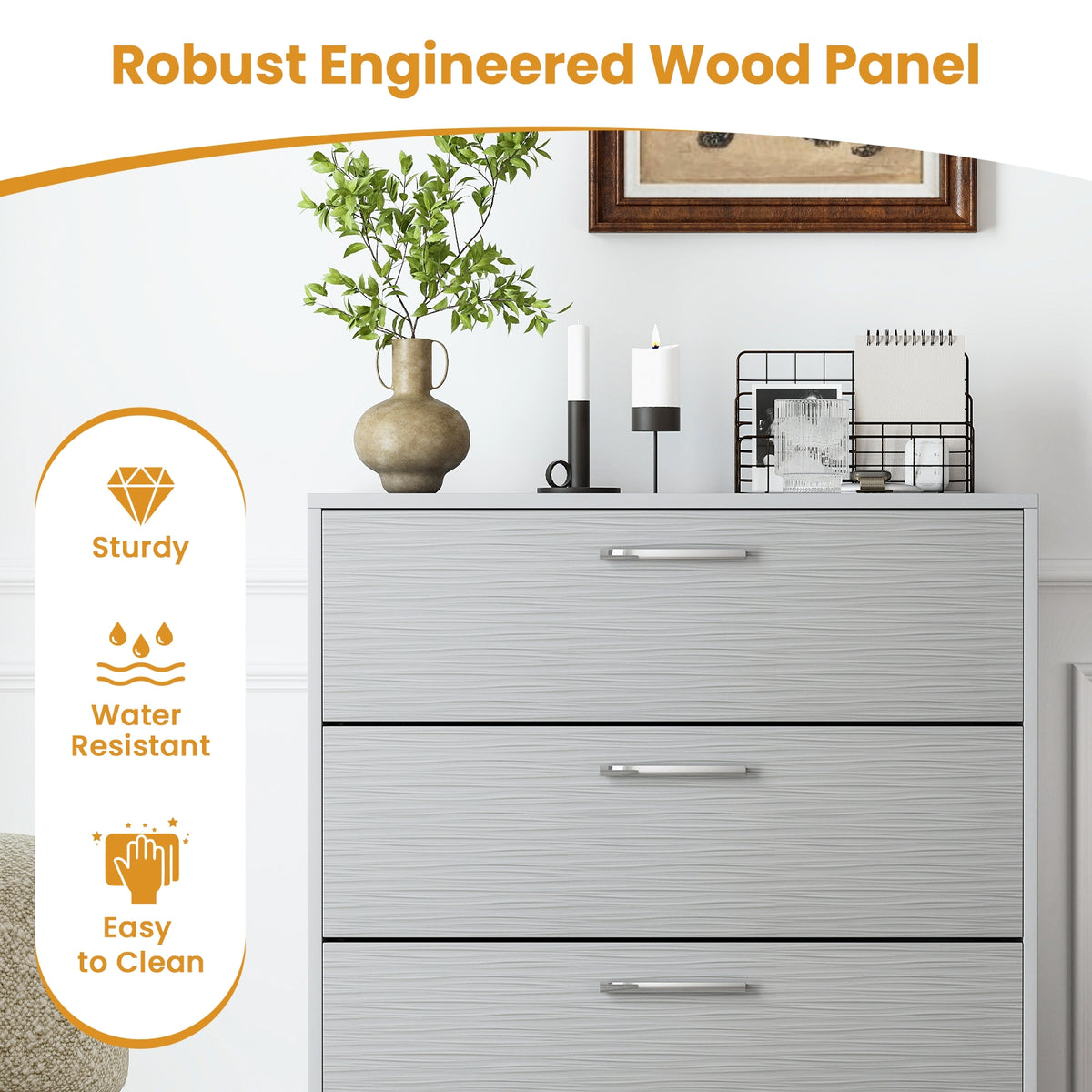 4 Drawer Storage Cabinet, Metal Legs, Anti-Toppling, Gray Cabinets & Chests at Gallery Canada