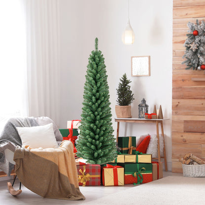 5FT Pencil Christmas Tree, Memory Wire, Warm LED Lights, Green Christmas Tree at Gallery Canada