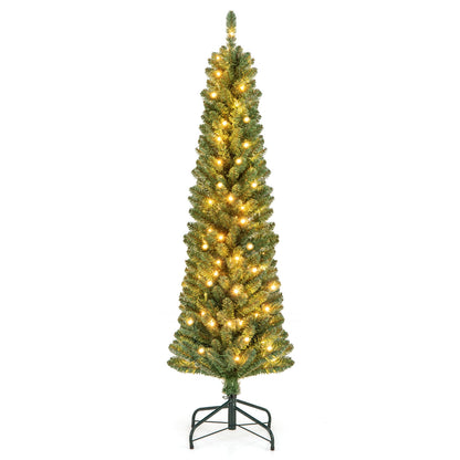5FT Pencil Christmas Tree, Memory Wire, Warm LED Lights, Green Christmas Tree at Gallery Canada