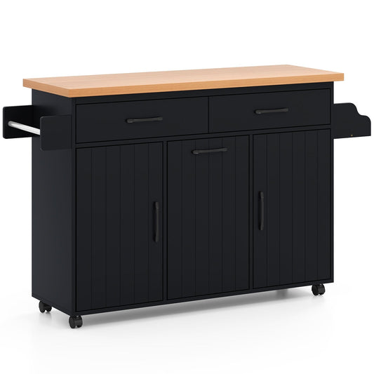 Mobile Kitchen Island Table With Trash Bag Storage, Black Kitchen Islands & Carts Black at Gallery Canada