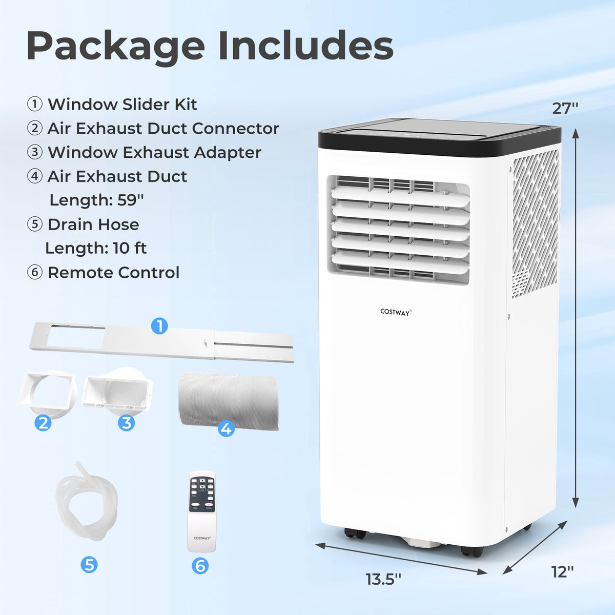 10000 BTU Portable Air Conditioner 3 in 1 Floor AC Unit, White Portable Air Conditioners at Gallery Canada