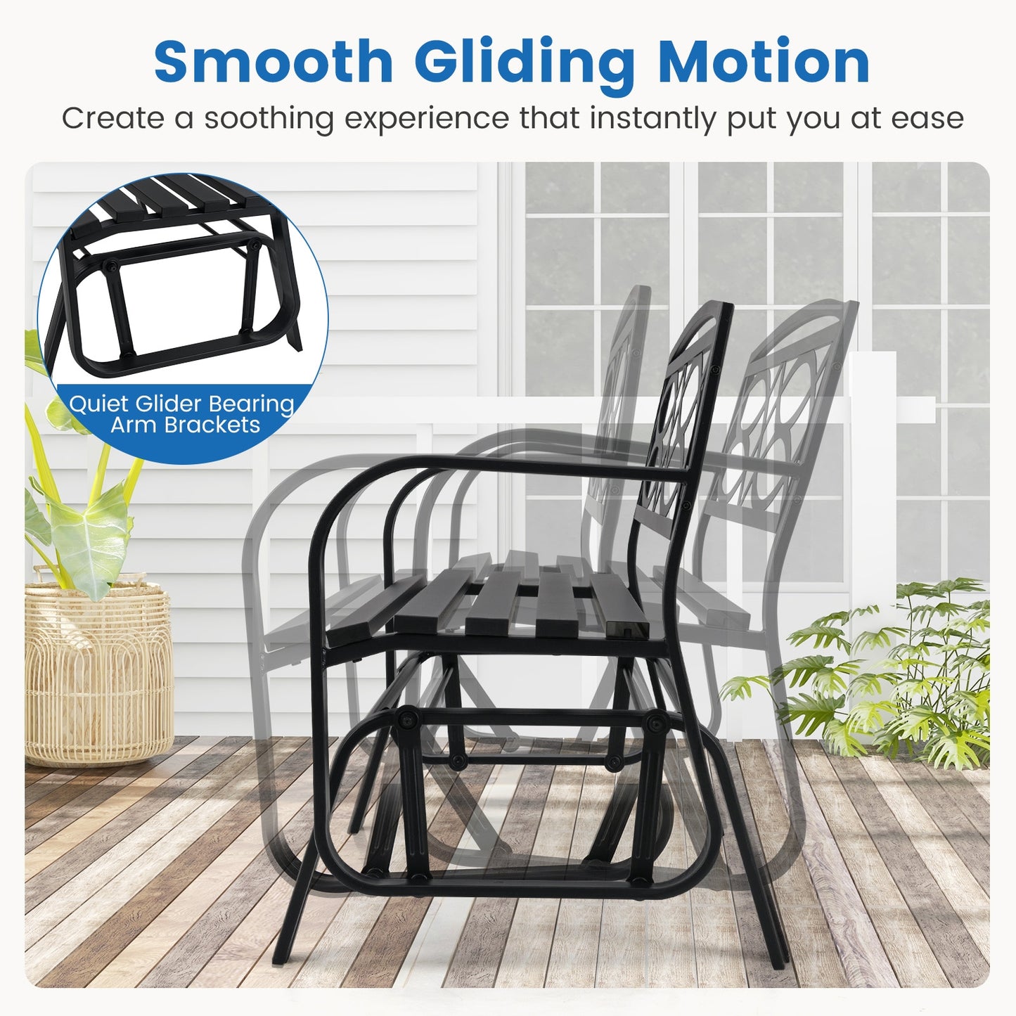 2-Person Outdoor Glider Bench, Metal Frame, Black Patio Rocking Chairs & Gliders at Gallery Canada