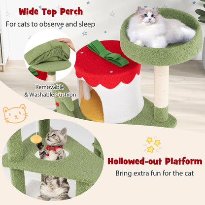 61 Inches Christmas Cat Tree, Sisal Scratching Posts, 2 Condos, Green Cat Trees Condos & Scratchers at Gallery Canada