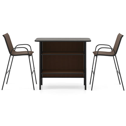 3 Piece Outdoor Bar Set, Footrest, 2-Tier Shelf Patio Bar Furniture at Gallery Canada