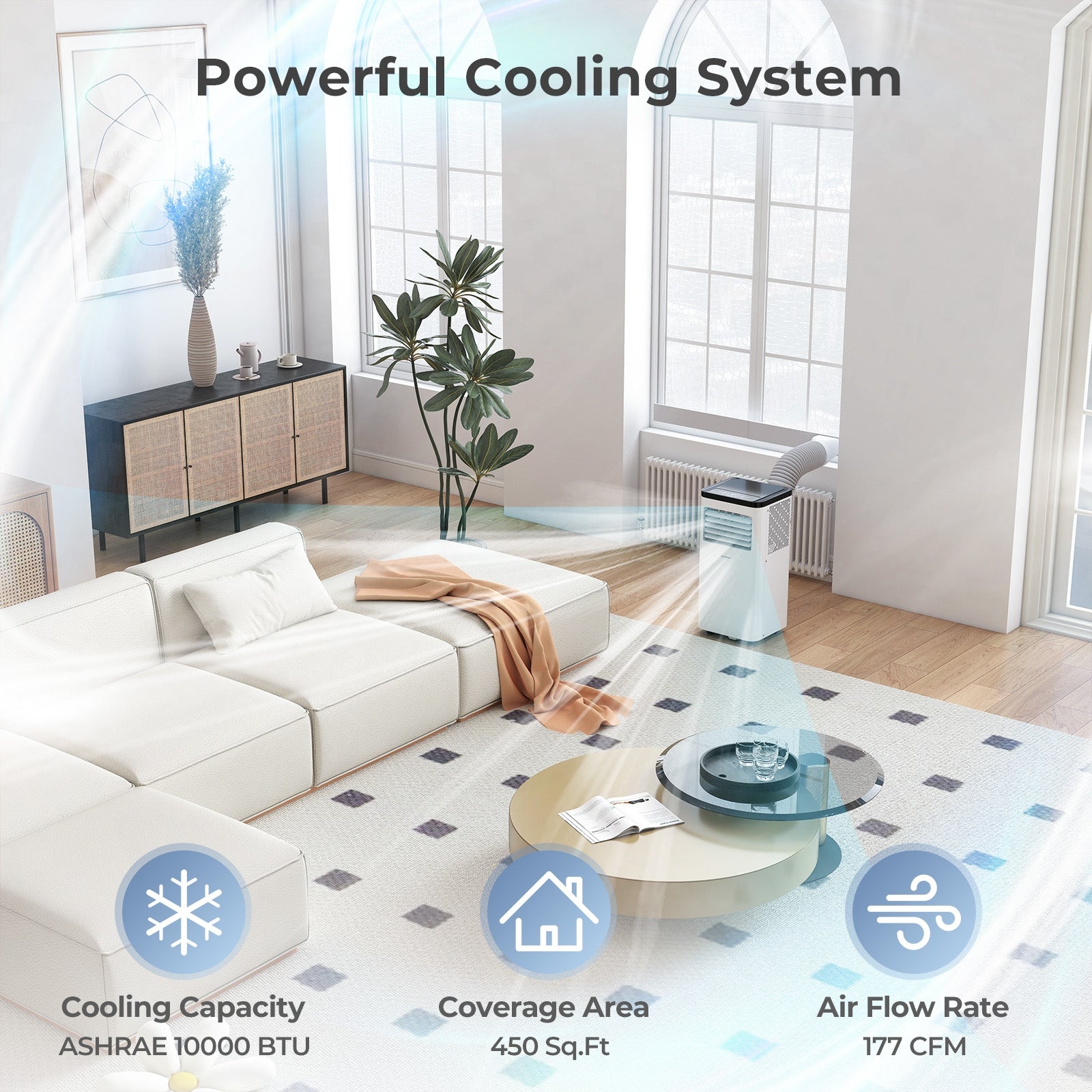 10000 BTU Portable Air Conditioner 3 in 1 Floor AC Unit, White Portable Air Conditioners at Gallery Canada